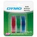 Dymo 1741671 Glossy Embossing Tape - 3/8" x 117 3/5" Length - Rectangle - Blue, Red, Green - Vinyl - 3 / Pack - Self-adhesive, Weather Resistant, Corrosion Resistant, Abrasion Resistant, Chemical Resistant