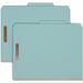 Smead 2/5 Tab Cut Letter Recycled Classification Folder - 8 1/2" x 11" - 2" Expansion - 6 x 2K Fastener(s) - 1" Fastener Capacity, 2" Fastener Capacity - Top Tab Location - Right of Center Tab Position - 2 Divider(s) - Pressboard - Blue - 100% Recycled - 