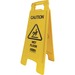 Rubbermaid Commercial Caution Wet Floor Safety Sign - 1 Each - English, French, Spanish - Caution Wet Floor Print/Message - 11" (279.40 mm) Width x 25" (635 mm) Height x 12" (304.80 mm) Depth - Rectangular Shape - Black Print/Message Color - Hanging - Double Sided - Foldable, Lightweight, Durable, Multilingual, Corrosion Proof, Fade Resistant, Rust Resistant - Doorway - Plastic - Yellow