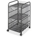 Safco Onyx Double Mesh Mobile File Cart - 2 Shelf - 2 Drawer - 4 Casters - 1.50" (38.10 mm) Caster Size - x 15.8" Width x 17" Depth x 27" Height - Black Steel Frame - Black - 1 Each