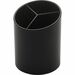 Business Source Large 3-Compartment Plastic Pencil Cup - 3" (76.20 mm) x 3" (76.20 mm) x 4.13" (104.78 mm) x - Plastic - 1 Each - Black