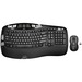 Logitech MK550 Wireless Wave Keyboard and Mouse Combo, Ergonomic Wave Design, Black (French Layout) - USB Wireless RF Keyboard - French - USB Wireless RF Mouse - Laser - 1000 dpi - Scroll Wheel - Calculator, Web, Email, Volume Control Hot Key(s) - Compatible with PC - 1 Pack