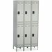 Safco Double-Tier Two-tone 3 Column Locker with Legs - 36" x 18" x 78" - 3 x Shelf(ves) - Recessed Locking Handle - Gray - Steel