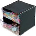 Deflecto Stackable Cube Organizer - 2 Drawer(s) - 6" Height x 6" Width x 6" DepthDesktop - Stackable - Black - 1 Each