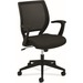 Basyx by HON Mesh Mid-Back Task Chair | Center-Tilt | Fixed Arms | Black Fabric - Black Polyester, Fabric Seat - Black Mesh Back - 5-star Base - Armrest