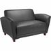 Lorell Reception Seating Collection Leather Loveseat - 55" (1397 mm) x 34.50" (876.30 mm) x 31.25" (793.75 mm) - Leather Black Seat - 1 Each