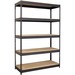 Lorell Riveted Steel Shelving - 5 Compartment(s) - 72" Height x 48" Width x 18" Depth - Heavy Duty, Rust Resistant - 28% Recycled - Black - Steel - 1 Each