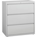 Lorell 3-Drawer Light Gray Lateral Files - 36" x 18.6" x 40.3" - 3 x Drawer(s) for File - Letter, Legal, A4 - Lateral - Locking Drawer, Magnetic Label Holder, Ball-bearing Suspension, Leveling Glide, Locking Bar, Hanging Rail - Light Gray - Steel - Recycled