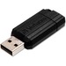 Verbatim 64GB Pinstripe USB Flash Drive - Black - 64 GB - USB 2.0 Type A - 10 MB/s Read Speed - 4 MB/s Write Speed - Black - Lifetime Warranty - 1 Each