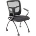 Lorell Mesh Back Fabric Seat Nesting Chairs - Fabric Seat - Powder Coated Metal Frame - Four-legged Base - Black - Mesh - Armrest - 2 / Carton