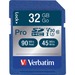Verbatim 32GB Pro 600X SDHC Memory Card, UHS-I V30 U3 Class 10 - 90 MB/s Read - 45 MB/s Write - 600x Memory Speed - Lifetime Warranty