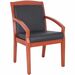 Lorell Sloping Arms Wood Frame Guest Chair - Black Bonded Leather Seat - Black Bonded Leather Back - Cherry Wood Frame - Four-legged Base - 1 Each