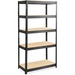 Safco Heavy-duty Boltless Steel Shelving Unit - 5 Tier(s) - 72" Height x 36" Width x 18" DepthFloor - Sturdy, Durable, Heavy Duty, Adjustable Shelf - Powder Coated - Black - Wood, Steel, Particleboard - 1 Each