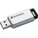 Verbatim 64GB Store'n' Go Secure Pro USB 3.0 Flash Drive with AES 256 Hardware Encryption - Silver - 64 GB - USB 3.0 - Silver - 256-bit AES - Lifetime Warranty - 1 Each - TAA Compliant