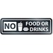 Headline No Food Or Drinks Window Sign - 1 Each - NO FOOD OR DRINKS Print/Message - 2.50" (63.50 mm) Width x 8.50" (215.90 mm) Height - Rectangular Shape - Window-mountable, Glass-mountable, Door-mountable - Self-adhesive - Office - White, Clear