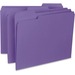 Business Source 1/3 Tab Cut Letter Recycled Top Tab File Folder - 8 1/2" x 11" - Top Tab Location - Assorted Position Tab Position - Stock - Purple - 10% Recycled - 100 / Box