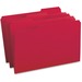 Business Source 1/3 Tab Cut Legal Recycled Top Tab File Folder - 8 1/2" x 14" - Top Tab Location - Assorted Position Tab Position - Stock - Red - 10% Recycled - 100 / Box