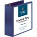 Business Source D-Ring View Binder - 4" Binder Capacity - Slant D-Ring Fastener(s) - Internal Pocket(s) - Navy - Clear Overlay, Labeling Area, Lay Flat, Pocket - 1 Each