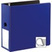 Business Source 5" D-Ring Binder - 5" Binder Capacity - 1050 Sheet Capacity - Slant D-Ring Fastener(s) - Internal Pocket(s) - Navy - Transparent, Lay Flat, Label Holder, Spine - 1 Each