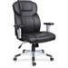 Lorell Executive High-back Chair - Bonded Leather Seat - Bonded Leather Back - High Back - Black - 1 Each