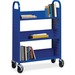 Lorell Single-sided Steel Book Cart - 3 Shelf - Round Handle - 5" (127 mm) Caster Size - Steel - x 32" Width x 14" Depth x 46" Height - Blue - 1 Each