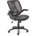 Lorell Mesh Back Chair with Flip-Up Arms - Black Seat - 5-star Base - 1 Each