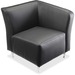 Lorell Fuze Modular Series Left Lounge Chair - Black Leather Seat - Black Leather Back - Brushed Aluminum Frame - High Back - 1 Each