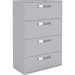 Global 9300 Series Centre Pull Lateral File - 4-Drawer - 18" x 36" x 54" - 4 x Drawer(s) for File - Letter, Legal, A4 - Lateral - Hanging Bar, Interlocking, Anti-tip, Pull Handle, Ball-bearing Suspension, Leveling Glide, Lockable, Durable, Reinforced - Gray - Steel