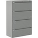 Global 9300 Series Full Pull Lateral File - 4-Drawer - 18" x 36" x 54" - 4 x Drawer(s) for File - Letter, Legal, A4 - Lateral - Pull Handle, Durable, Hanging Bar, Interlocking, Anti-tip, Leveling Glide, Lockable, Ball-bearing Suspension, Welded - Gray