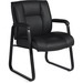 Offices To Go Ashmont Medium Back Guest Chair - Black Leather Seat - Black Leather Back - Steel Frame - Mid Back - Sled Base - 1 Each