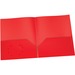 Oxford Letter Pocket Folder - 8 1/2" x 11" - 100 Sheet Capacity - 2 Internal Pocket(s) - Red - 1 Each