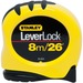 Stanley LeverLock 26' Tape Measure - 26 ft Length 1" Width - Polymer - 1 Each - Yellow, Black