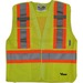 Viking 5pt. Tear Away Safety Vest - Recommended for: Building, Construction, School, Emergency, Warehouse, Law Enforcement, Industrial - Hook & Loop, Reflective, Multiple Pocket, Two-strap Design, D-ring, Breathable, High Visibility - Large/Extra Large Size - Strap Closure - Polyester - Lime, Green - 1 Each