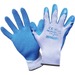 RONCO Grip-It Latex Coated Glove - Hand Protection - Crinkle Latex Coating - Extra Large Size - Gray, Blue - Abrasion Resistant, Snag Resistant, Cut Resistant, Firm Wet Grip, Flexible, Lightweight, Breathable, Snug Fit, Knitted Cuff, Comfortable - For Gen