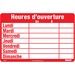 Business Hours Sign - French - 1 Each - 11" (279.40 mm) Width x 8.50" (215.90 mm) Height - Plastic