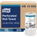 Tork Jumbo Perforated Roll Towel White - 2 Ply - Absorbent, Perforated, Soft - 12 / Box