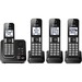 Panasonic KX-TGD394 DECT 6.0 1.93 GHz Cordless Phone - Black - Cordless - Corded - 1 x Phone Line - 4 x Handset - Speakerphone - Answering Machine - Hearing Aid Compatible