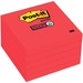 Post-it Super Sticky Notes, Red 76x76mm - 2 63/64" x 2 63/64" - Square - 5 Sheets per Pad - Red - Super Sticky, Adhesive, Recyclable, Reusable - 5 / Pack