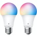 Kasa Smart WiFi Light Bulb, Multicolor - 9 W - 120 V AC - 800 lm - A19 Size - Multicolor Light Color - E26 Base - 4040.3F (2226.8C), 11240.3F (6226.8C) Color Temperature - 90 CRI - 220 Beam Angle - Alexa, Google Assistant, SmartThings Supported - Dimmable - Wi-Fi, Controllable Light Color, Voice Control, Automatic Temperature Control, Adjustable Temperature, Adjustable Brightness, Remote Controlled - 2 Pack