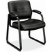 HON Client Chair - Black Bonded Leather Seat - Black Bonded Leather Back - Black Steel Frame - Sled Base - Black - Armrest