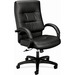 HON Client Chair - Black Bonded Leather Seat - Black Bonded Leather Back - Black Reinforced Resin Frame - High Back - 5-star Base - Black