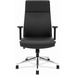 HON Define Chair - Bonded Leather Seat - Black Bonded Leather Back - Black, Polished Aluminum Frame - High Back - Black