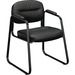 HON Chair - Black Bonded Leather Seat - Black Bonded Leather Back - Black Steel Frame - Sled Base - Black - Armrest