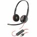Poly Blackwire 3200 Series Phone Headset - Wired - Noise Cancelling Microphone - Black