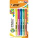 BIC Brite Liner Highlighter, Chisel Tip For Broad Highlighting & Fine Underlining, Assorted Colours, 5-Count - Chisel Marker Point Style - Fluorescent Assorted - 5 / Pack