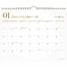 Cambridge Workstyle Monthly Wall Calendar - Medium Size - 12 Month - January 2024 - December 2024 - 1 Month Single Page Layout - Twin Wire - White, Gray, Gold - 15" Height x 12" Width - Bilingual, Unruled Daily Block, Planning Space, Holiday Listing, Hang