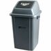 M2 Professional 60 L EZ-Push Garbage Container with Lid - Push Door Opening - 60 L Capacity - Square - Manual - For Commercial, Indoor, Institutional - Durable, Sturdy, Rugged, Removable Lid, Handle - Plastic - Gray - 1 / Each