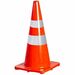 M2 Professional 28" Safety Pylon - Reflective stripes Design - Cone Shape - Durable, Reflective, Easy to Clean, Stackable, Lightweight, Rugged - Warehouse, Garage, Parking Lot, Public Building, Commercial, Industrial, Indoor, Outdoor, Safety - Polyvinyl Chloride (PVC) - Orange - 1 / Each
