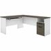 BeStar Table Desk - Melamine L-shaped Top - 2 Drawers - 100 lb (45.36 kg) Capacity - 14" (355.60 mm) Table Top Width x 17.3" (439.42 mm) Table Top Depth x 1" (25.40 mm) Table Top Thickness - 7.5" (190.50 mm) Height - Commercial, Keyboard - Assembly Required - Gray Walnut, White - Particleboard - Laminate, High Density Particleboard (HDP) Top Material - 1 Each