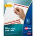 Avery Print & Apply Clear Label Dividerswith Index Maker Easy Apply&trade; Labels for Laser and Inkjet Printers, 8 tabs, 25 sets - 200 x Divider(s) - 8 Blank Tab(s) - 8 Tab(s)/Set - 8.50" Divider Width x 11" Divider Length - Letter - 3 Hole Punc